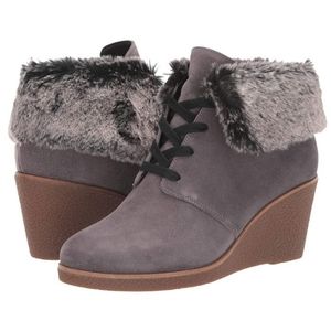 Cole Haan Corale Wedge Suede Fur Booties